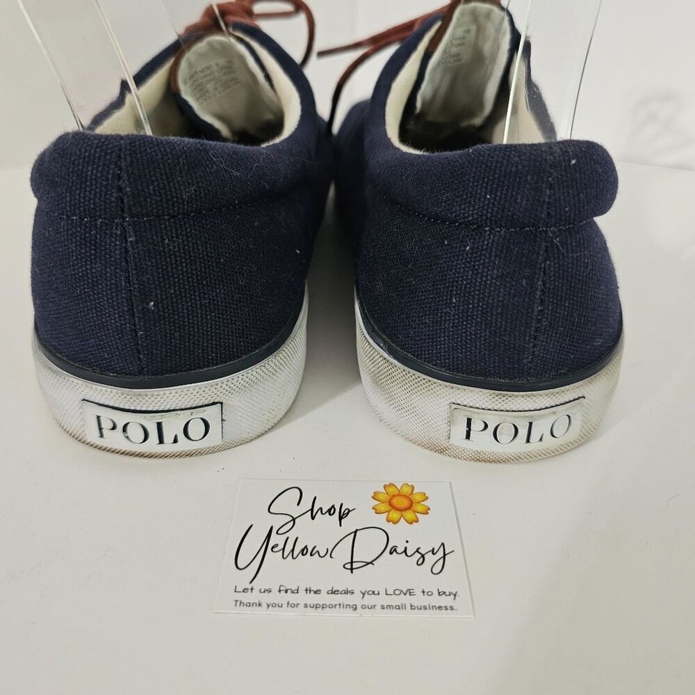 Polo Ralph Lauren Mens‎ Navy Canvas Sneakers Size 11《779》S - Picture 7 of 10